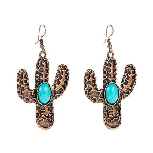 trend retro personality earrings Alloy embed turquoise creative earring