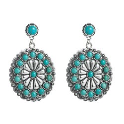  new silver turquoise earrings retro exaggerating temperament earring occident..