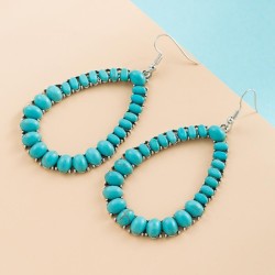 trend turquoise earrings woman occidental style exaggerating silver embed colo..