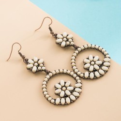 occidental style retro wind turquoise Round earrings woman temperament exagger..