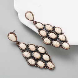 trend earrings woman occidental style creative silver embed turquoise exaggera..