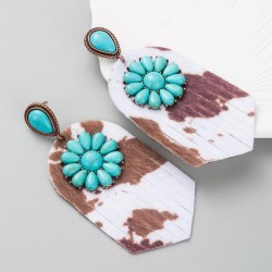 ethnic style exaggerating Alloy embed turquoise earrings personality leopard l..