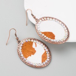  leather earrings occidental style creative Alloy diamond leopard leather retr..
