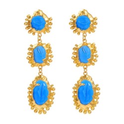 retro multilayer Alloy gold high earrings lady temperament medium wind embed r..