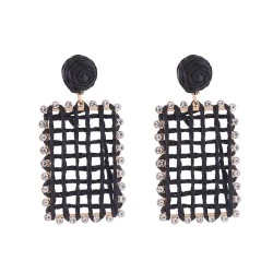 occidental style Bohemian style embed Rhinestone earrings woman geometry squar..