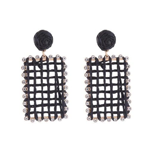 occidental style Bohemian style embed Rhinestone earrings woman geometry square establishment personality Earri