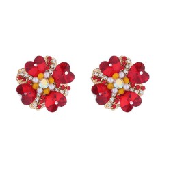 occidental style flowers love earrings silver retro diamond Pearl ear stud tre..