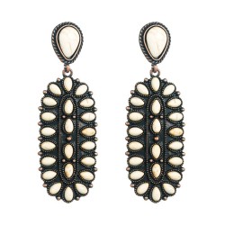 occidental style retro bronze exaggerating earrings woman Alloy embed white tu..