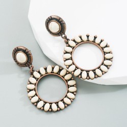 occidental style fashion retro palace wind earrings high retro embed turquoise..