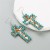 ethnic style exaggerating Alloy embed turquoise earrings woman personality leopard leather exaggerating earrings
