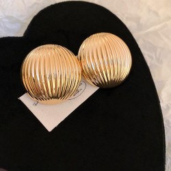 occidental style Metal surface Stripe Round silver ear stud personality exagge..