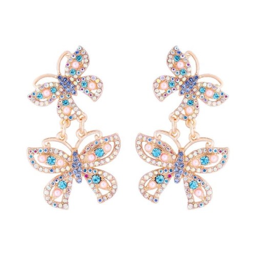 occidental style creative personality insect butterfly pendant color diamond temperament occidental style earrings 