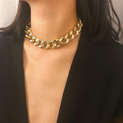 occidental style  brief personality Metal chain necklace chain woman  exaggerating frosting pu