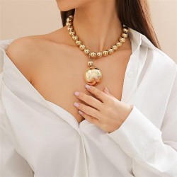 occidental style punk wind removable Metal half Round pendant necklace exagger..