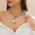 occidental style punk wind removable Metal half Round pendant necklace exaggerating beads chain