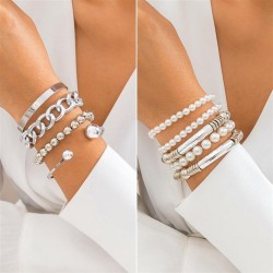 occidental style punk wind imitate Pearl beads bracelet set exaggerating perso..