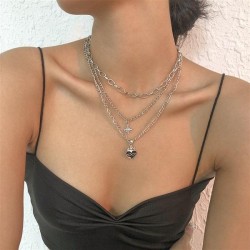 occidental style multilayer necklace woman  enamel love elements chain tempera..