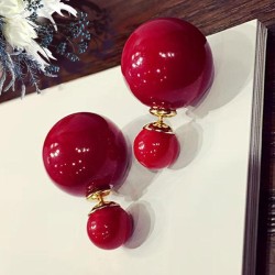  color Pearl ear stud woman two earrings temperament personality fashion all-P..