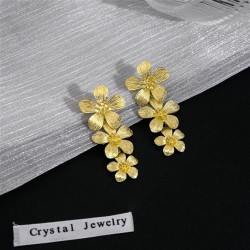 silver wind long style splice three-dimensional flowers earrings  occidental s..