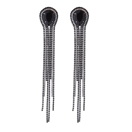 occidental style exaggerating long style claw chain silver earrings super drop glass diamond ear stud fashion t
