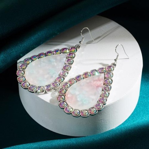  occidental style temperament Alloy diamond high resin pendant banquet earrings trend Street Snap Earring