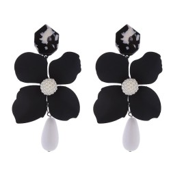 exaggerating long style multilayer flowers earrings Alloy drop Pearlearrings