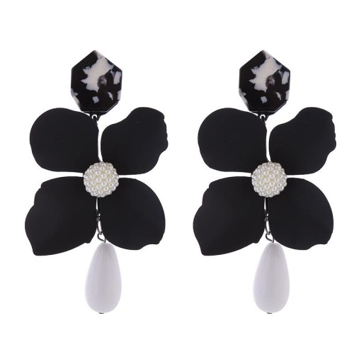 exaggerating long style multilayer flowers earrings Alloy drop Pearlearrings
