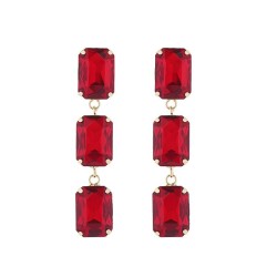 occidental style fashion temperament long style multilayer square glass diamon..