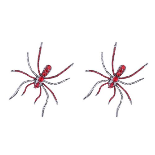 occidental style exaggerating black wind Alloy diamond big spider silver earrings woman personality Halloween