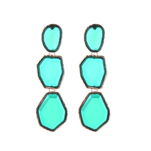 fashion trend Alloy transparent resin earrings woman long style multilayer Irregular geometry