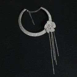 occidental style Rhinestone rose tassel Collar bride wedding three-dimensional..