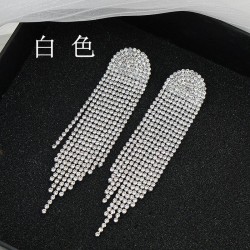 occidental style exaggerating claw chain fully-jewelled ear stud super long ta..