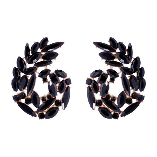 occidental style flowers earrings color fully-jewelled leaves ear stud temperament pendant Earring