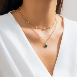 occidental style brief imitate Pearl beads flowers woman temperament leafflowe..