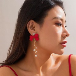 occidental style new color bow ear studEarrings temperament imitate Pearl tass..
