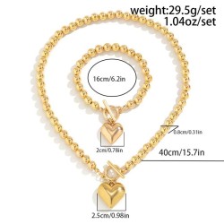 occidental style exaggerating Metal love beads necklace fashion imitate Pearl ..