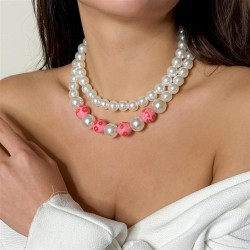 occidental stylegreen elements necklace  personality color beads imitate Pearl..
