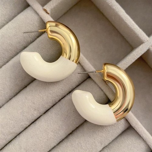 occidental style retro enamel circle buckle woman brief Metal personalityearrings