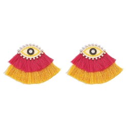 E occidental style multilayer color tassel earrings  enamel Rhinestone eyes et..