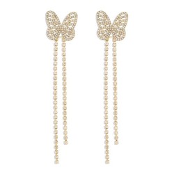 E claw chain tassel wind earrings  fully-jewelled butterfly samll high Earring