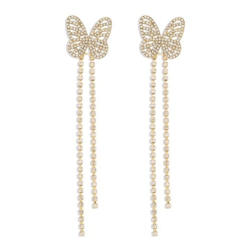 E claw chain tassel wind earrings  fully-jewelled butterfly samll high Earring