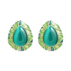 occidental style earrings drop ear stud lady Alloy enamel leaves elements Earr..