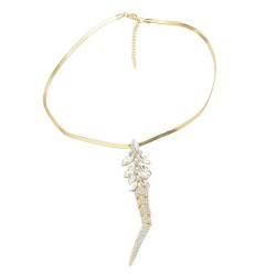  occidental style necklace lady Alloy diamond flowers leaves pendant exaggerat..