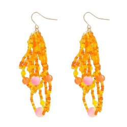  occidental style earrings resin beads lady Bohemia ethnic style tassel samll ..
