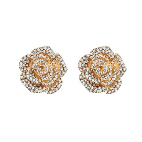 occidental style exaggerating earrings Rhinestone flowers Earring lady banquet bride ear studearrings