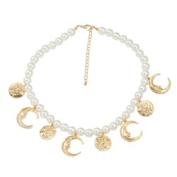  imitate Pearl necklace woman multilayer sun Moon pendant Bohemia