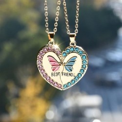 occidental style fashion color butterfly heart-shaped pendant necklace man woman samll gold necklace gift