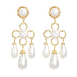 earrings imitate Pearl earrings medium style Earring woman occidental style ex..