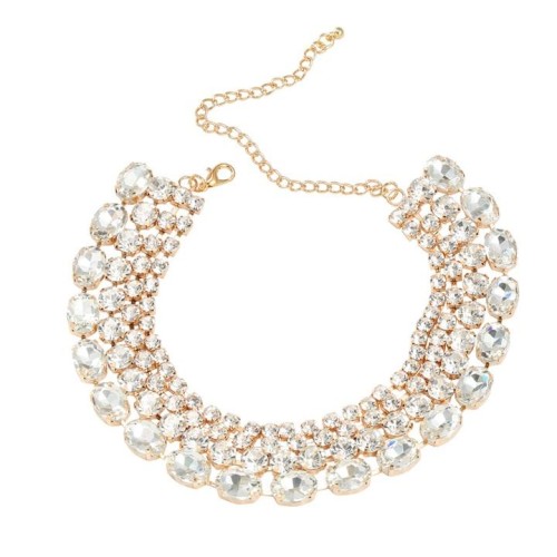  multilayer Round glass diamond occidental style necklace exaggerating fully-jewelled lady banquet bride