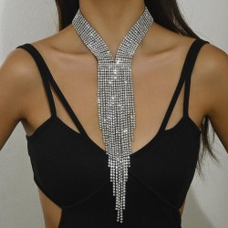 exaggerating trend long style tassel Rhinestone necklace woman  creative perso..